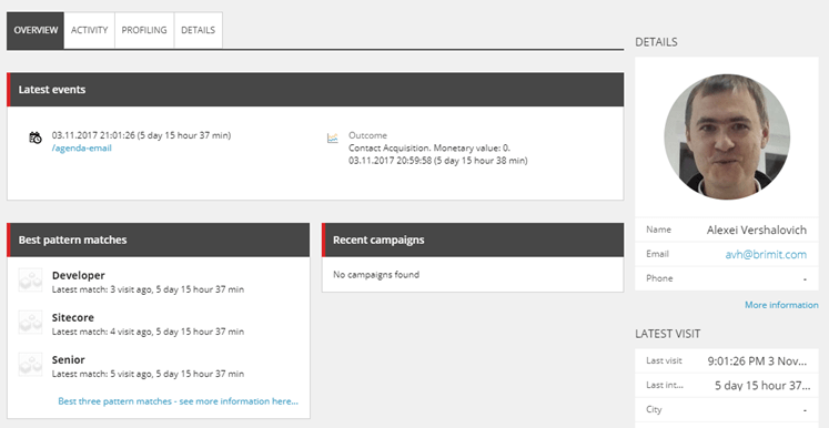 Experience profile sample