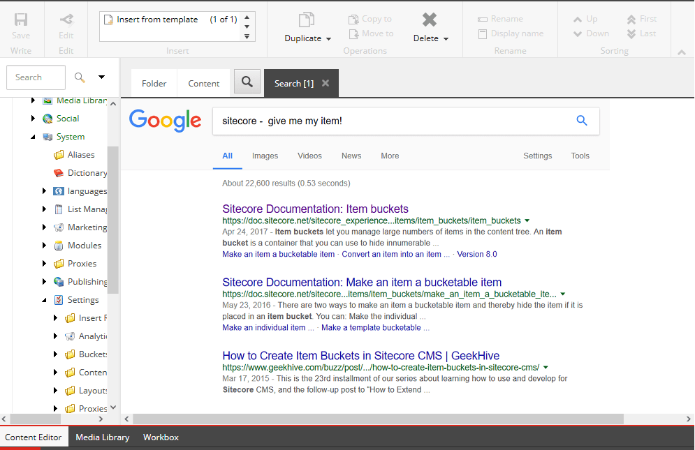 Item search header