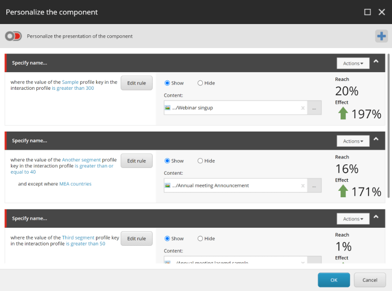 Sitecore panel-Personalize the component