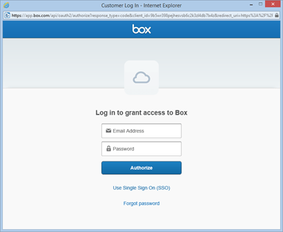 Box login form