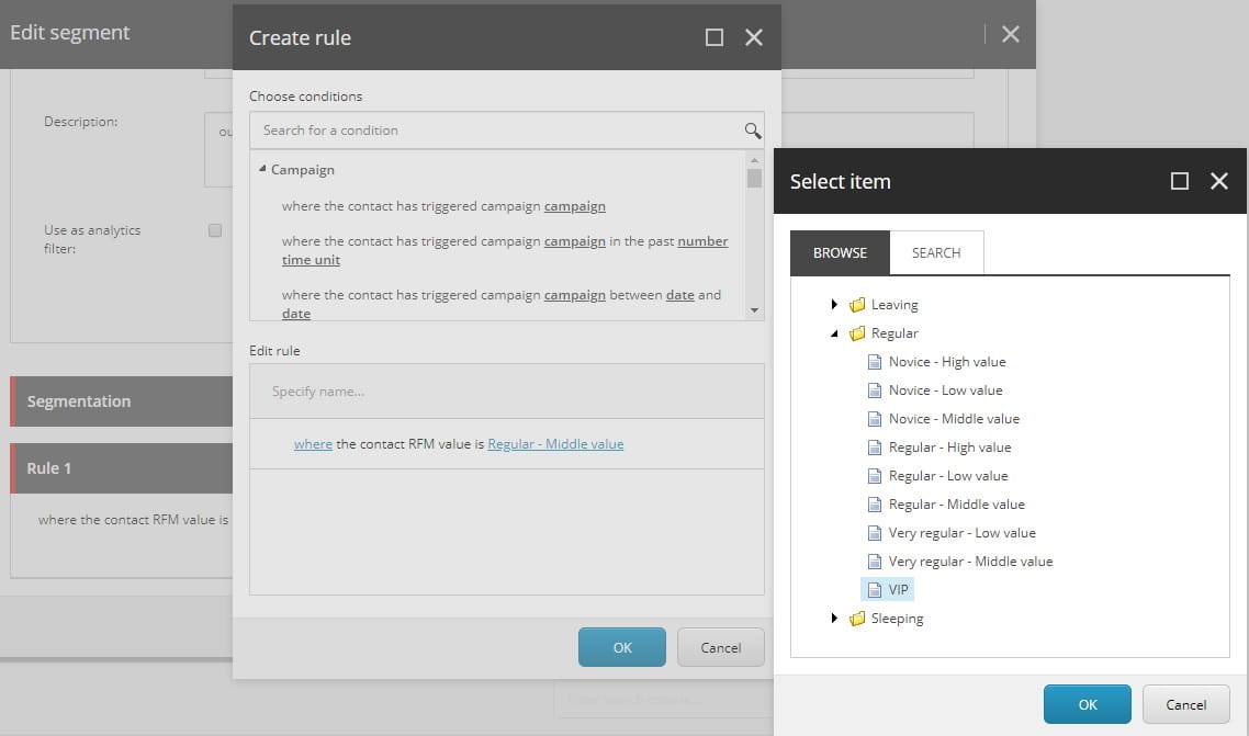 RFM rule builder