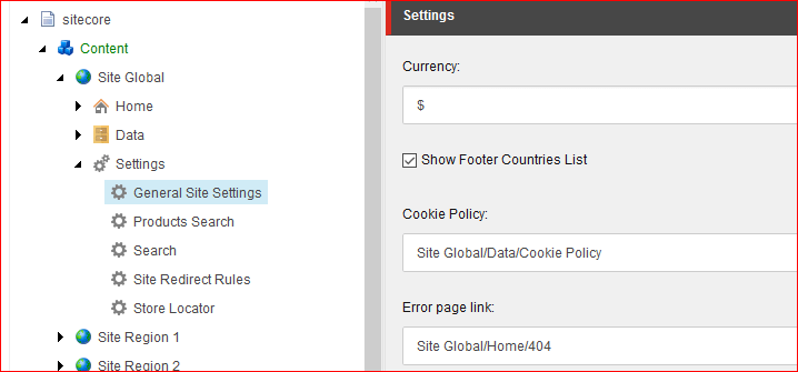 Sitecore settings