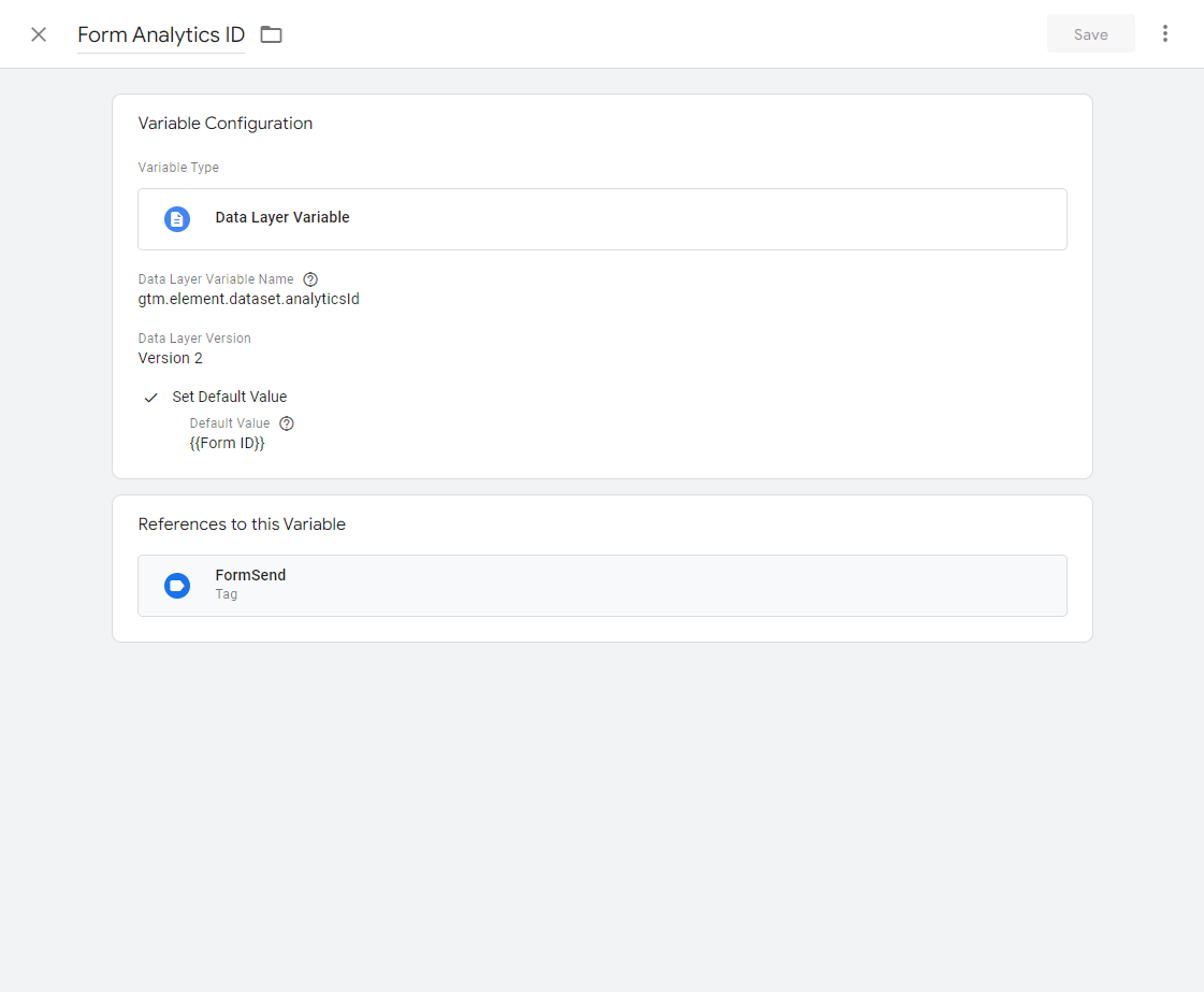 Custom Form Analytics Id variable