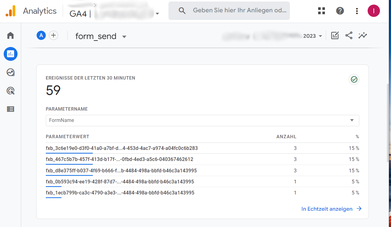 Google Analytics Initial report with form ids only