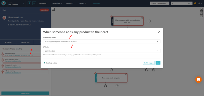 Moosend - Abandoned Cart Set Website