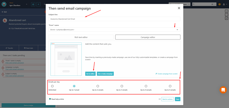 Moosend - Abandoned Cart Populate Campaign Details