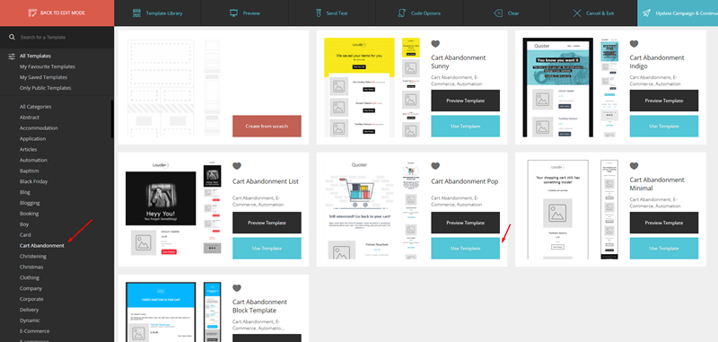 Moosend - Select Existing Template