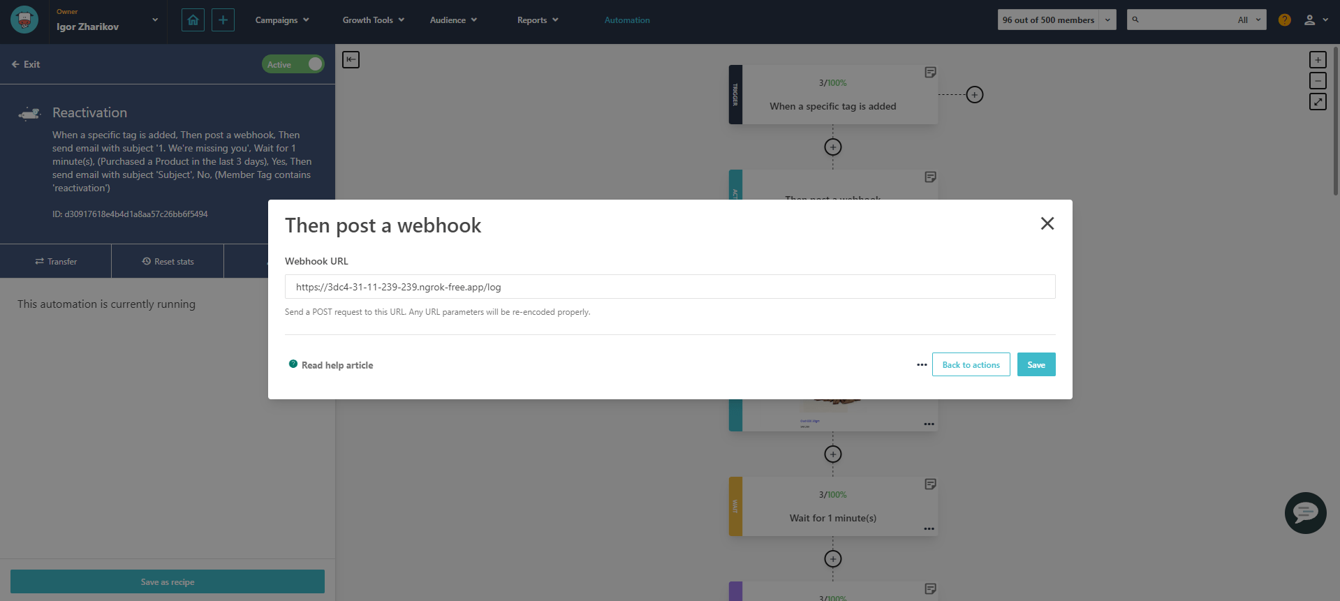 configure the webhook