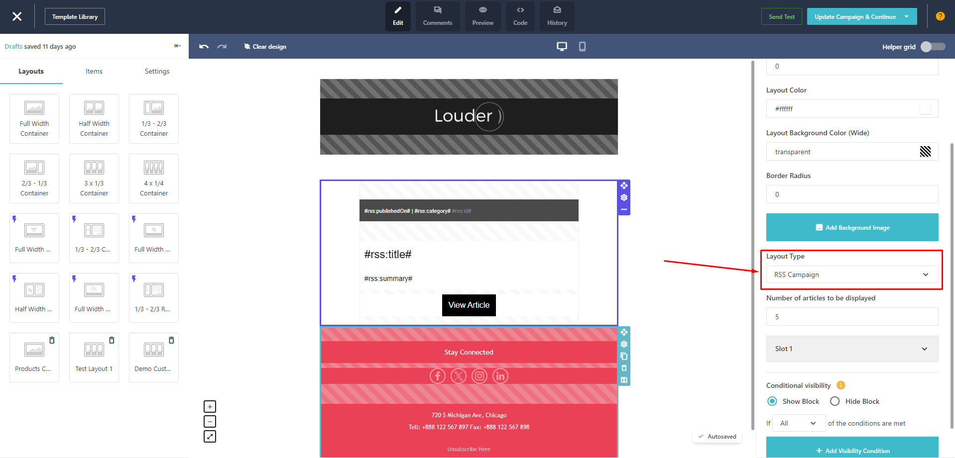 RSS layout in Designer