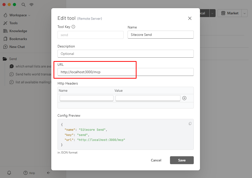 connect to MCP using http option