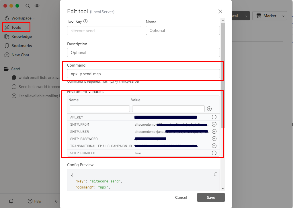 connect to MCP stdio option