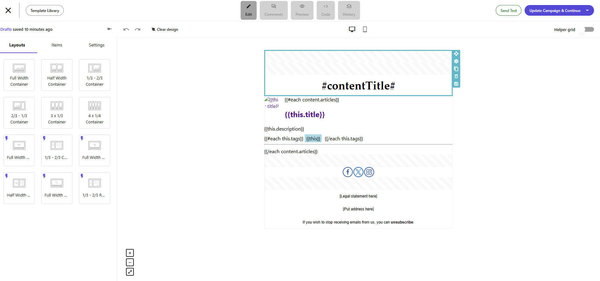 Transactional Campaign with iterations campaign editor