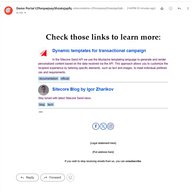 Transactional Email example with iterations.
