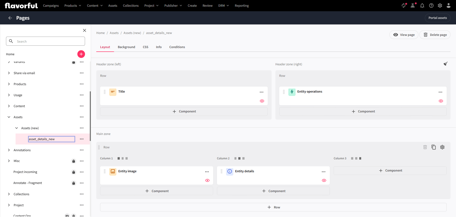 custom page configuration