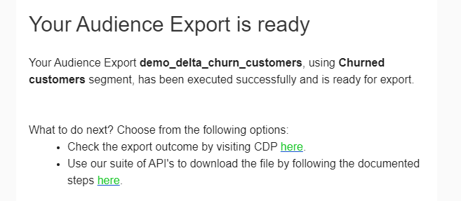 Sitecore CDP - Audience Export email notification