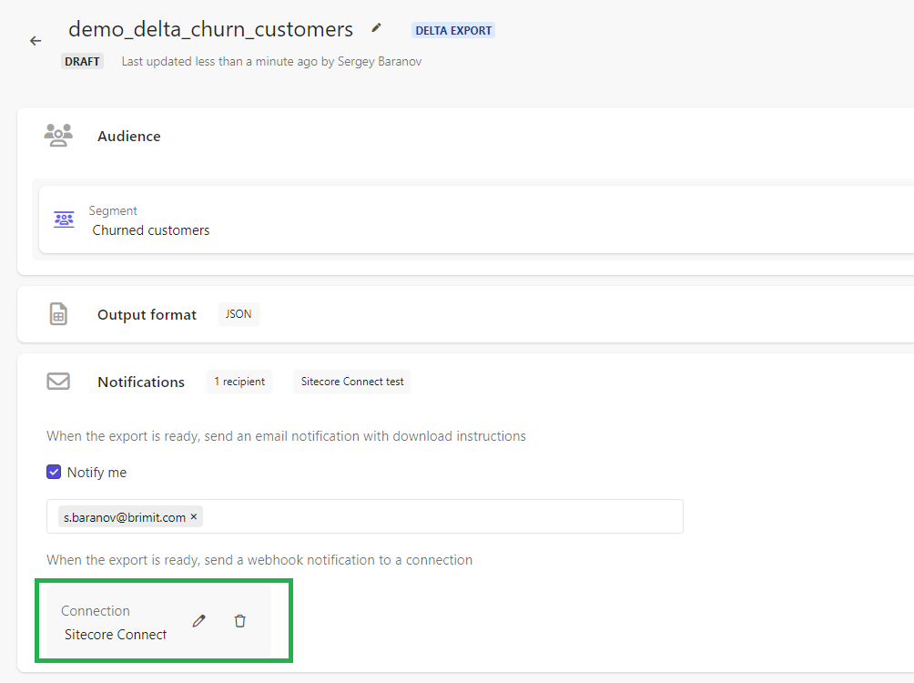 Sitecore CDP - Configure Audience Export webhook notification